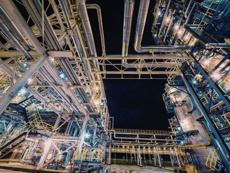 Complex network of industrial cables and wiring